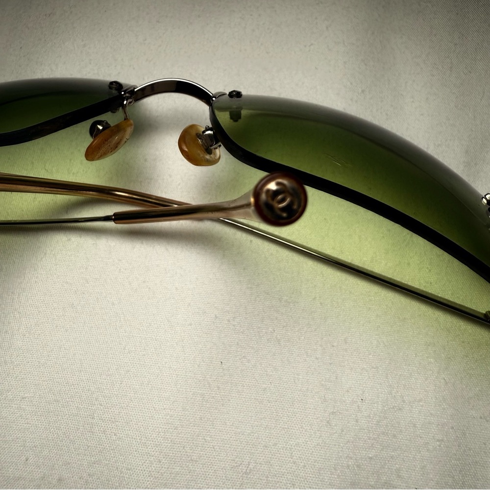 Vintage Chanel Green Tinted Sunglasses – Rhinestone Logo – Women’s - Picture 10 of 10